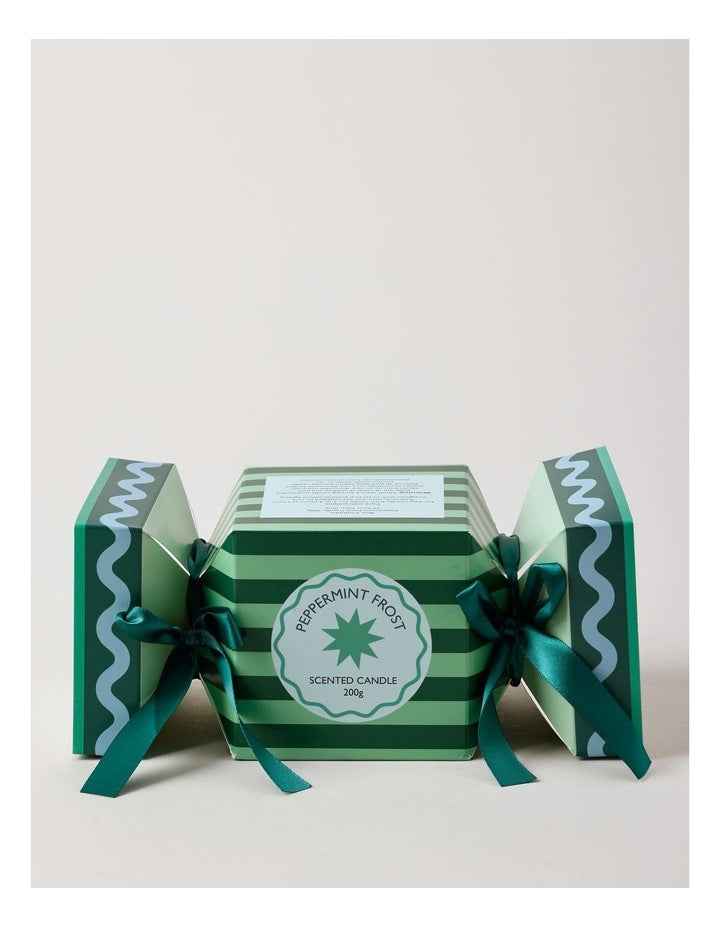 Holiday Magic Peppermint Frost Candle 200g in Green