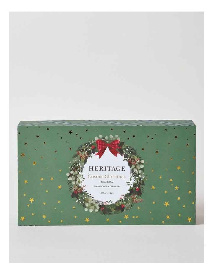 Cosmic Christmas Balsam & Bliss Candle & Diffuser Set in Green