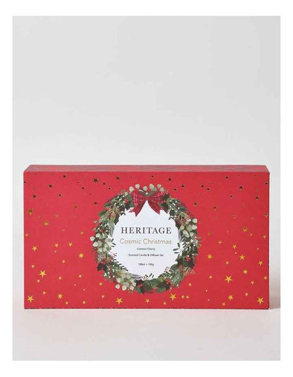 Cosmic Christmas Crimson Cherry Candle & Diffuser Set in Red