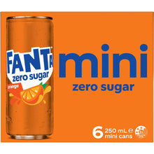 Fanta Orange Zero Sugar Soft Drink Mini Cans 250ml x 6 Pack