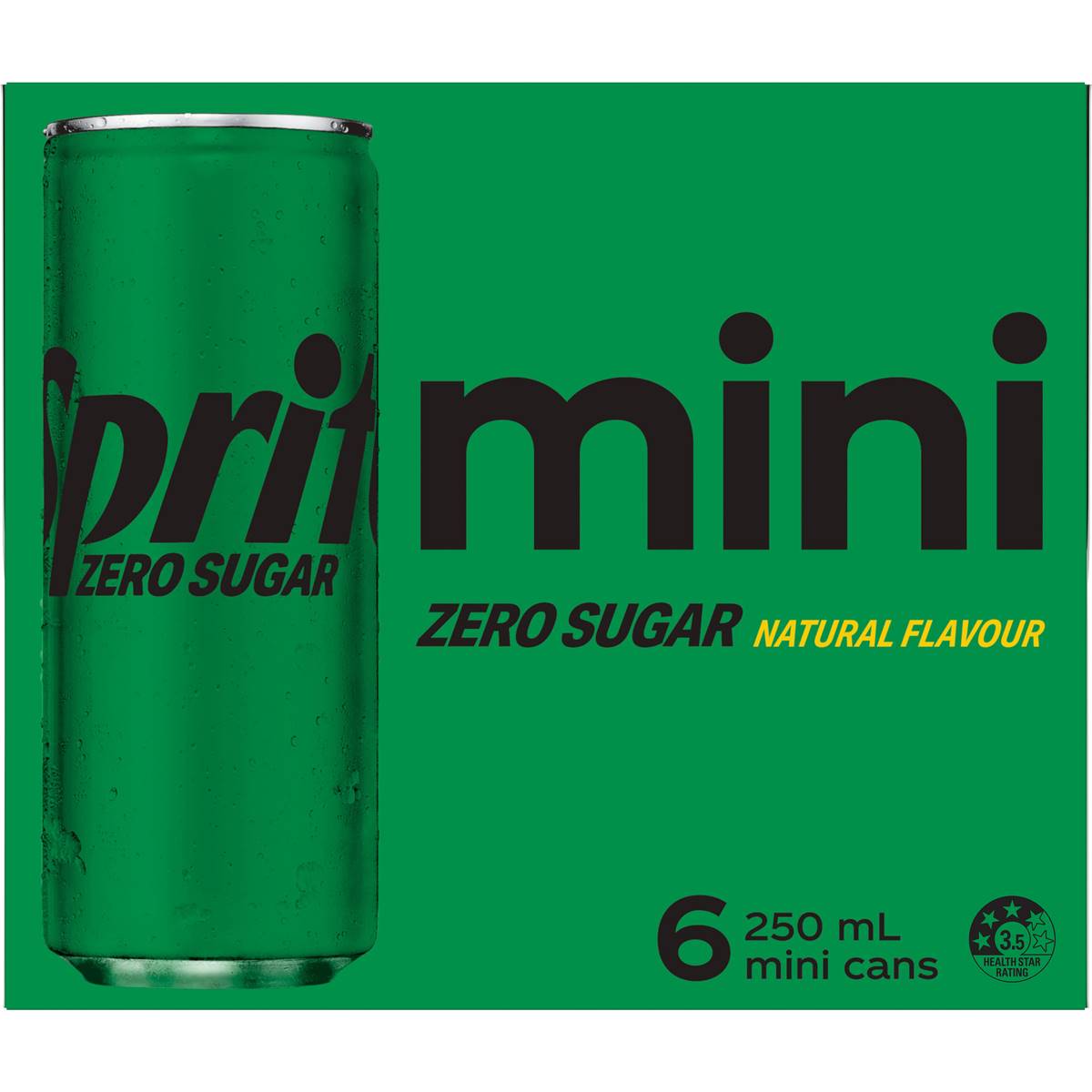 Sprite Zero Sugar Lemonade Soft Drink Mini Cans 250ml x 6 Pack