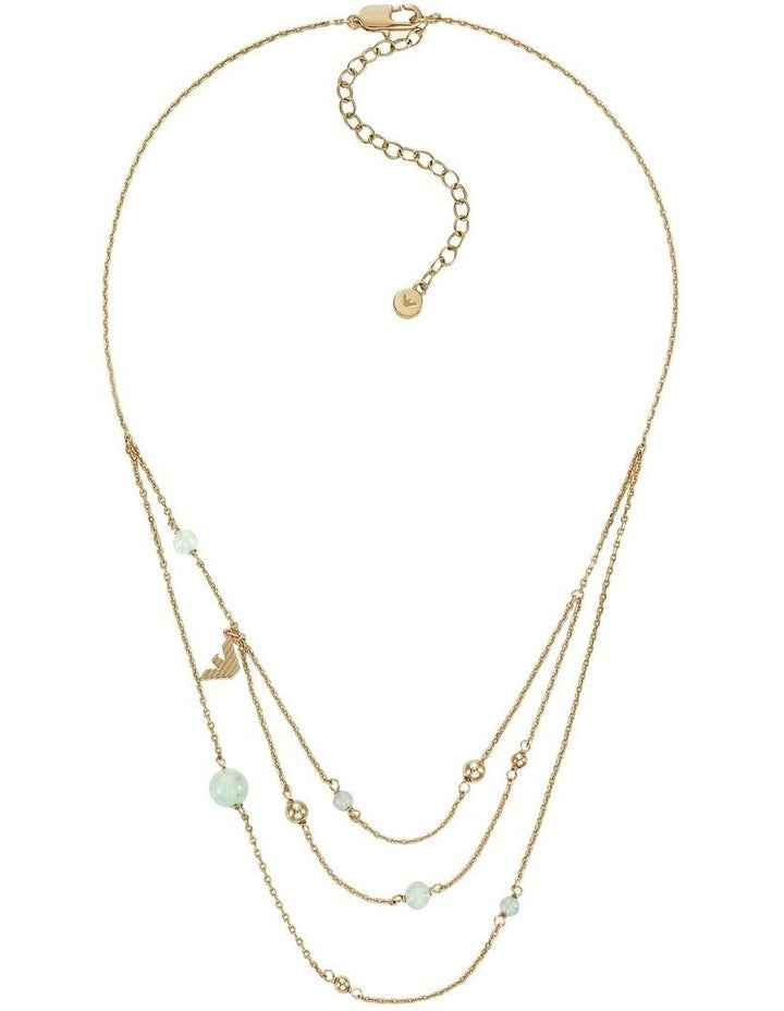 Gold-Tone Necklace with Green Stone Beads