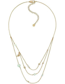 Gold-Tone Necklace with Green Stone Beads