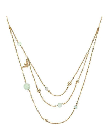 Gold-Tone Necklace with Green Stone Beads