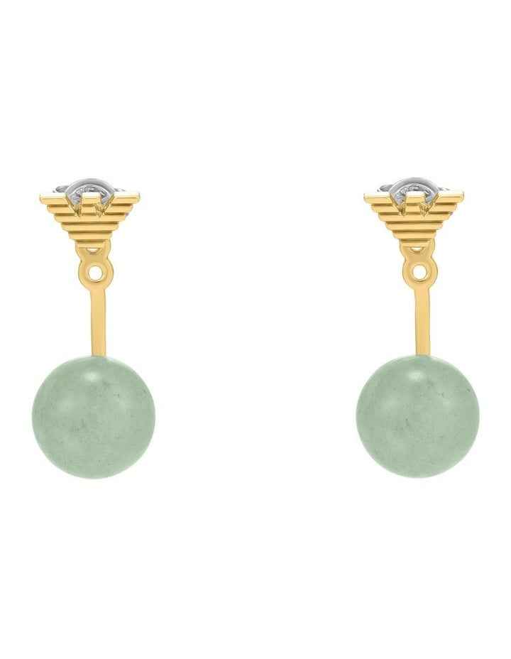 Gold Jacket Earrings with Green Aventurine