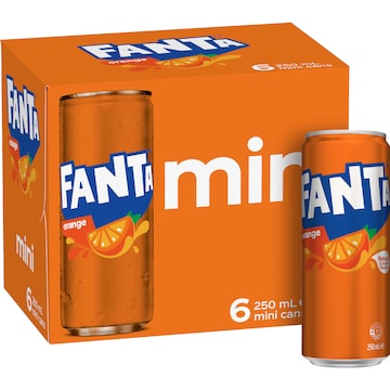 Fanta Orange Soft Drink Mini Cans 250mL x 6 pack
