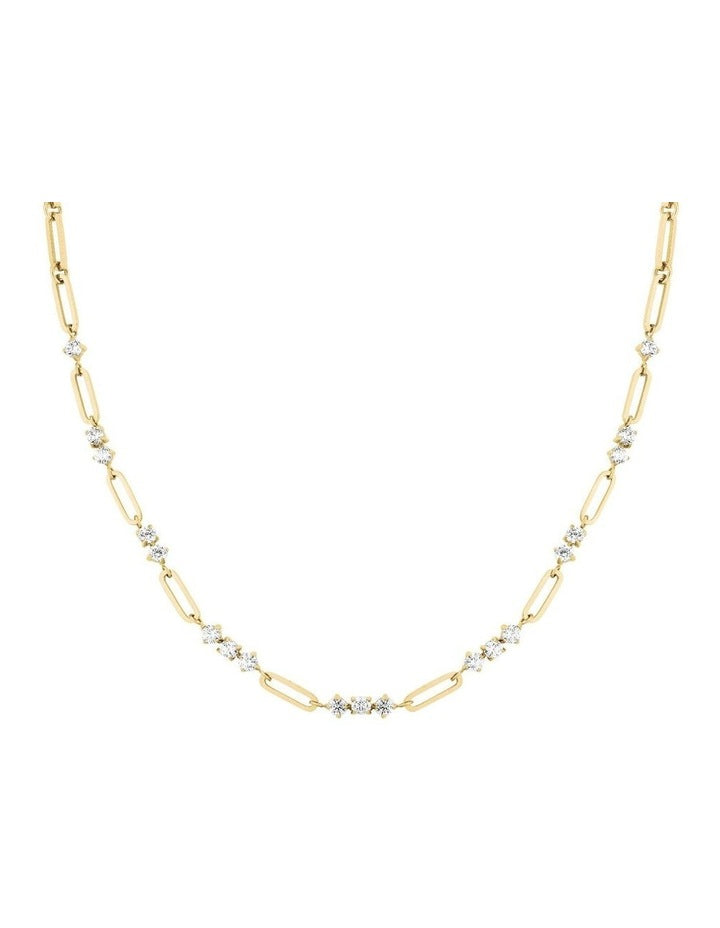 Graduated Crystal Necklace in Gold-Tone