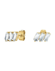 Iconic Triple Baguette Crystal Studs in Gold-Tone