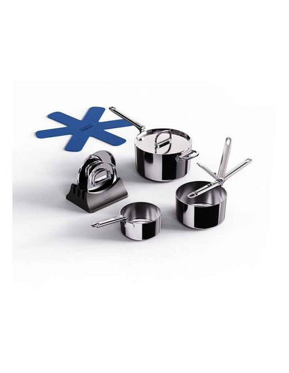 Space Steel Saucepan Set 3 Pieces in Silver
