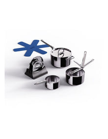 Space Steel Saucepan Set 3 Pieces in Silver