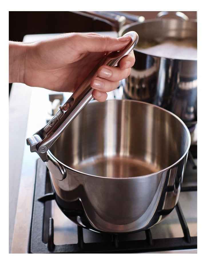 Space Steel Saucepan Set 3 Pieces in Silver