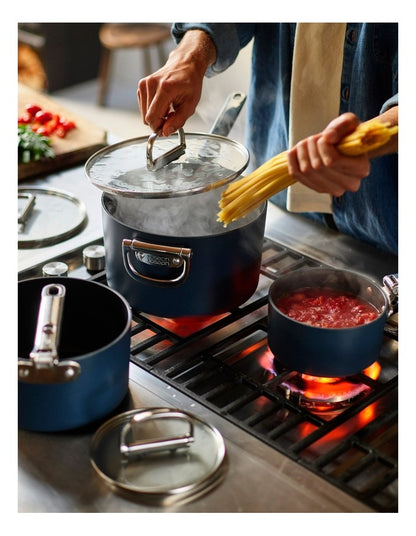 Space Stack Non Stick Cookware Set 3 Piece in Blue