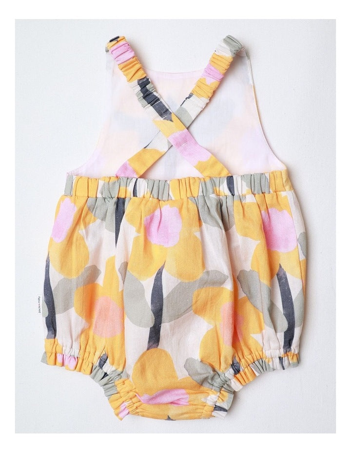 Polly Paper Touch Woven Romper in Yellow