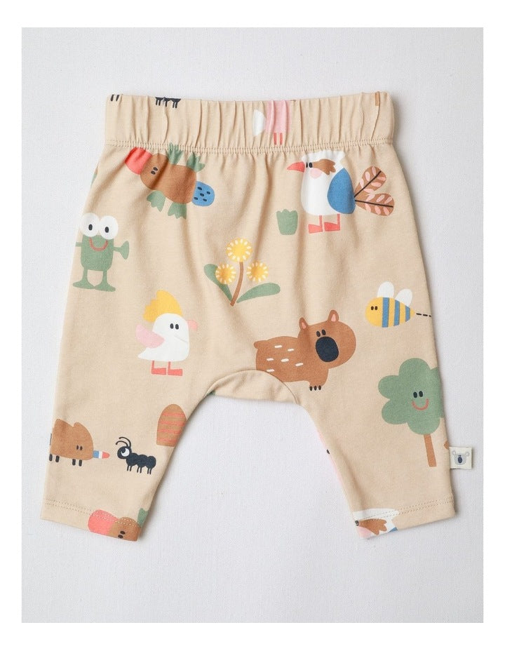 Naturals 2 Pack Leggings with Echidna Embroidery in Oatmeal