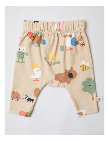 Naturals 2 Pack Leggings with Echidna Embroidery in Oatmeal