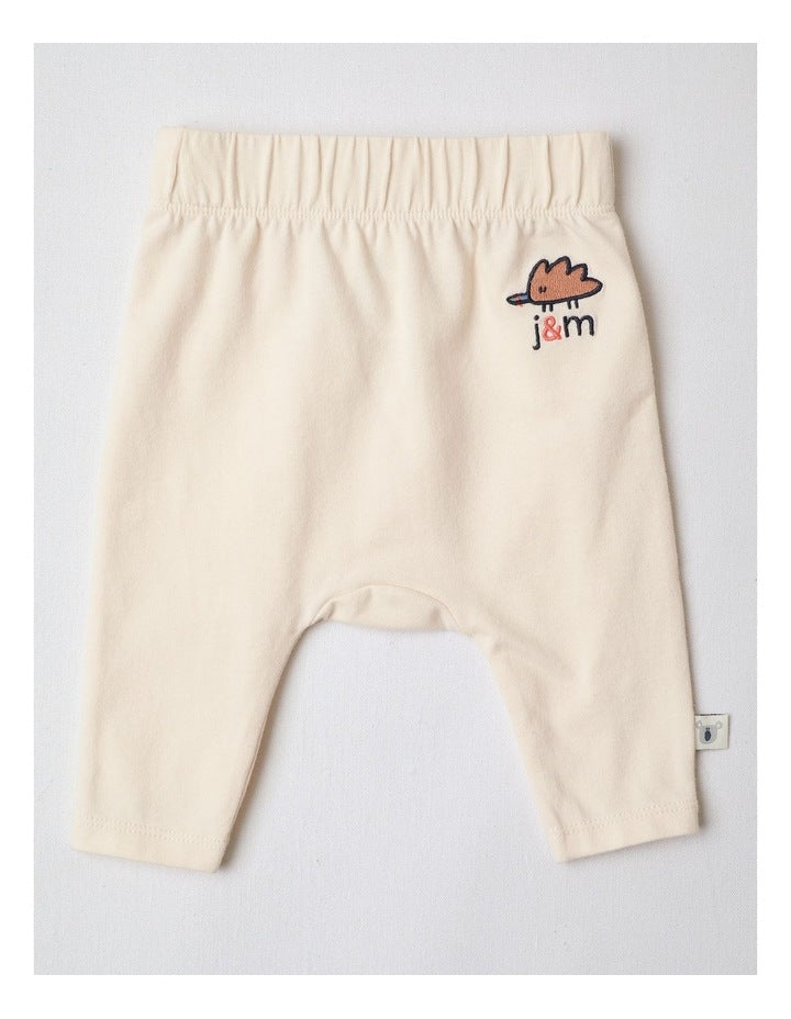 Naturals 2 Pack Leggings with Echidna Embroidery in Oatmeal
