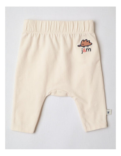 Naturals 2 Pack Leggings with Echidna Embroidery in Oatmeal