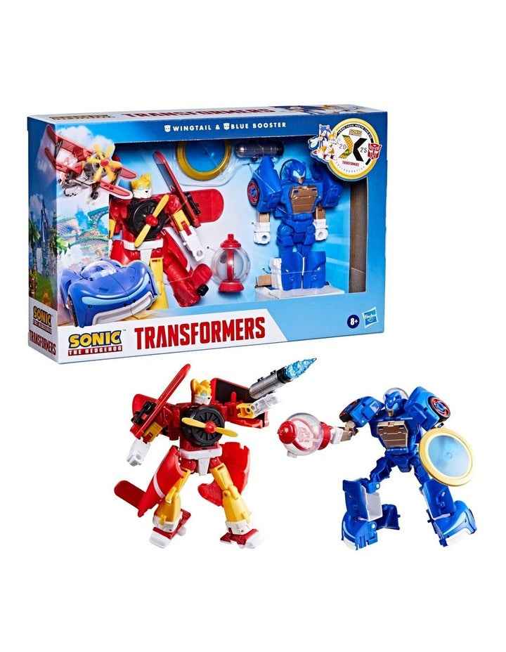 Transformers Collaborative Sonic the Hedgehog x Transformers Wingtail and Blue Booster Action Figures