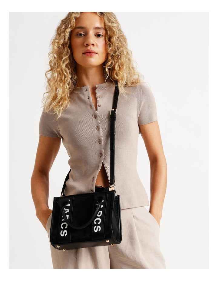 Barbados Mini Tote Bag in Black Mesh