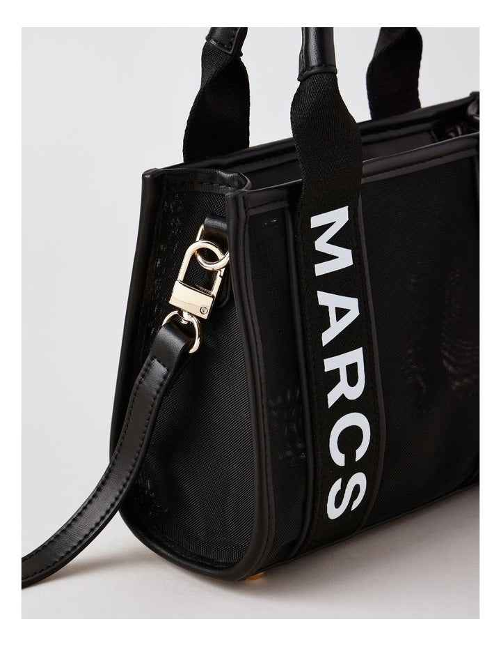 Barbados Mini Tote Bag in Black Mesh