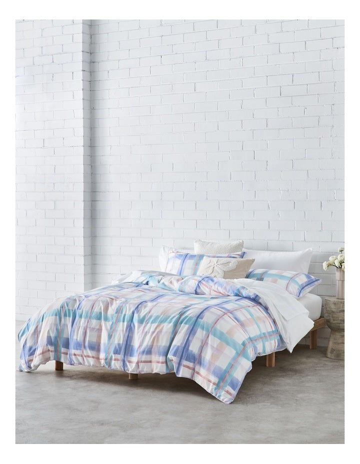 Super Soft Microfibre Quilt Cover Set in Purple Check