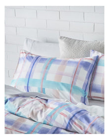 Super Soft Microfibre Quilt Cover Set in Purple Check