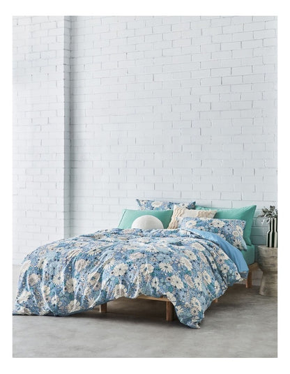 Super Soft Microfibre Quilt Cover Set in Blue Floral