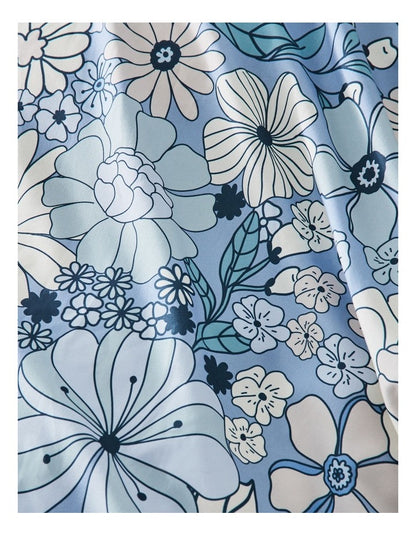Super Soft Microfibre Quilt Cover Set in Blue Floral