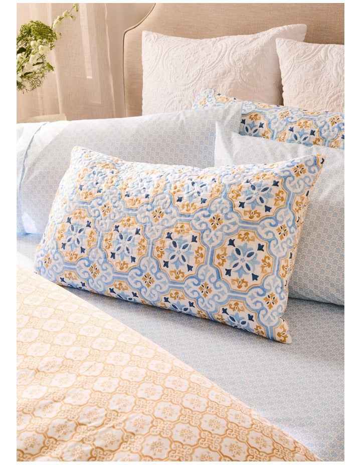 Anastasia Quilted Cotton Quilt Cover Set in Blue