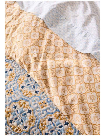 Anastasia Quilted Cotton Quilt Cover Set in Blue
