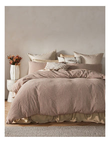 Hinterland Cotton Linen Quilt Cover Set in Chocolate