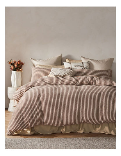 Hinterland Cotton Linen Quilt Cover Set in Chocolate