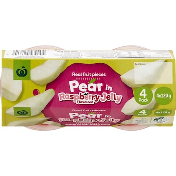 Woolworths Pear In Raspberry Flavoured Jelly 120g x 4 pack