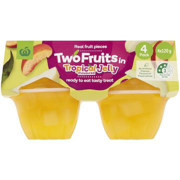 Woolworths Two Fruits In Tropical Jelly 4 pack
