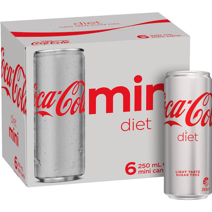 Coca-Cola Diet Soft Drink Mini Cans 250ml X 6 Pack