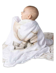 Elephant Bedtime Muslin Wraps 3 Pack in Beige/White