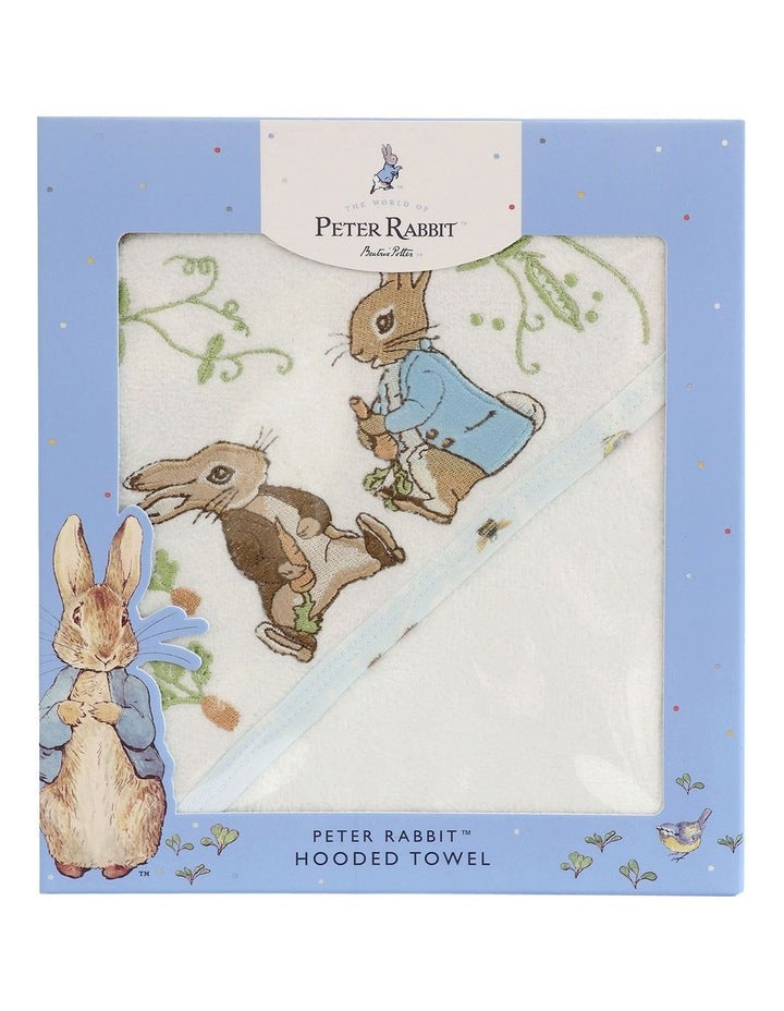 Benjamin Bunny Hooded Towel in White