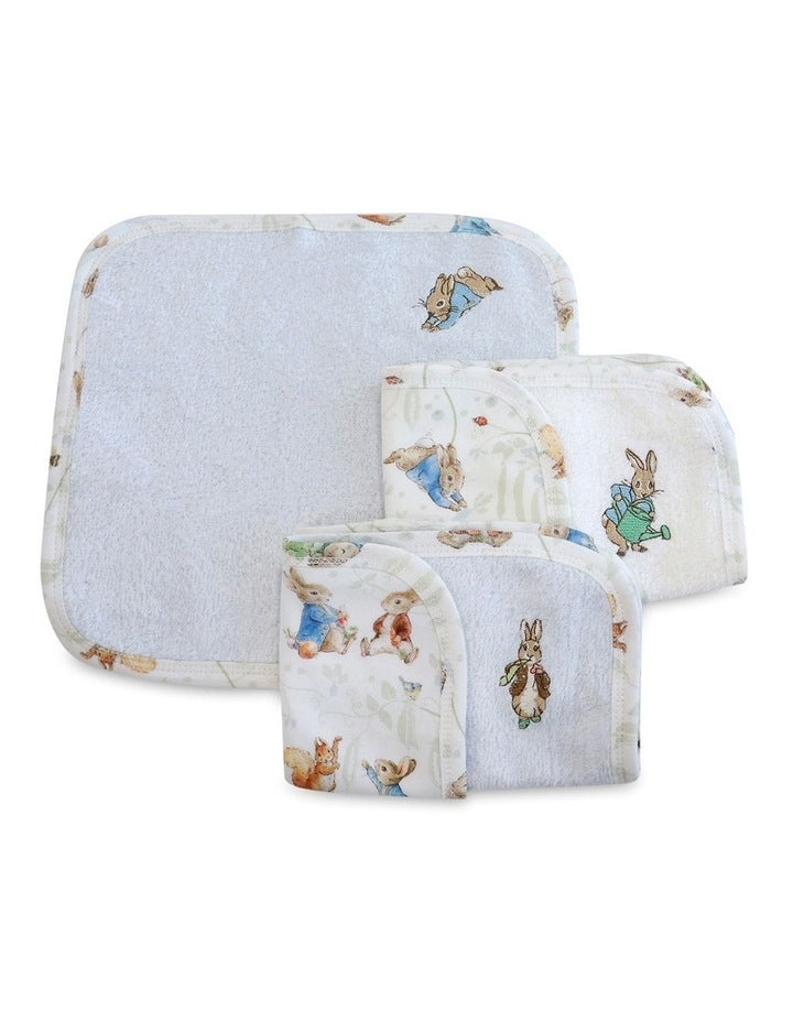 Benjamin Bunny Wash Cloths 3 Pack in Blue