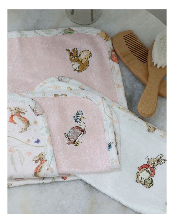 Flopsy Mopsy and Cottontail Wash Cloths 3 Pack in Pink