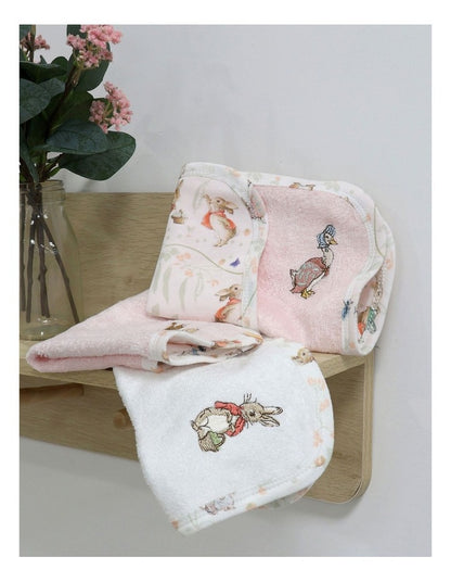 Flopsy Mopsy and Cottontail Wash Cloths 3 Pack in Pink