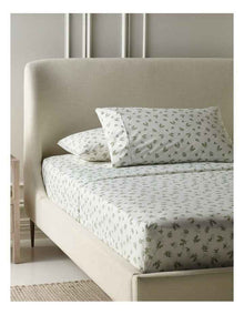 Printed Cotton Blend Sheet Set in Green