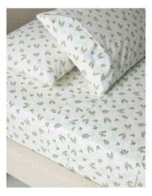 Printed Cotton Blend Sheet Set in Green