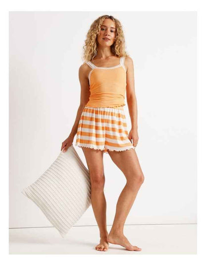 Lola Rib Short in Peach Stripe
