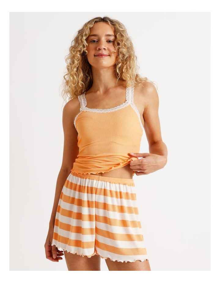 Lola Rib Short in Peach Stripe
