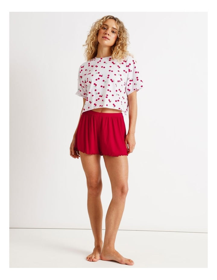 Lola Rib Short in Chilli Red
