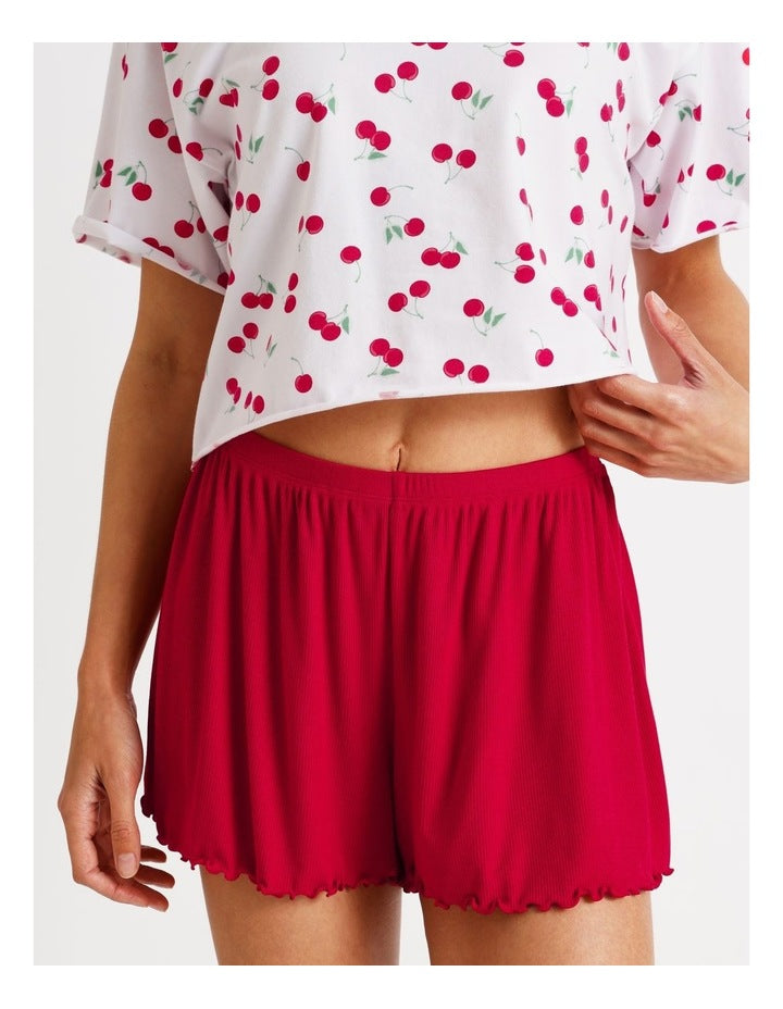 Lola Rib Short in Chilli Red