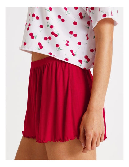 Lola Rib Short in Chilli Red
