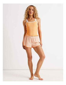 Lola Woven Boxer Short in Peach Stripe Print