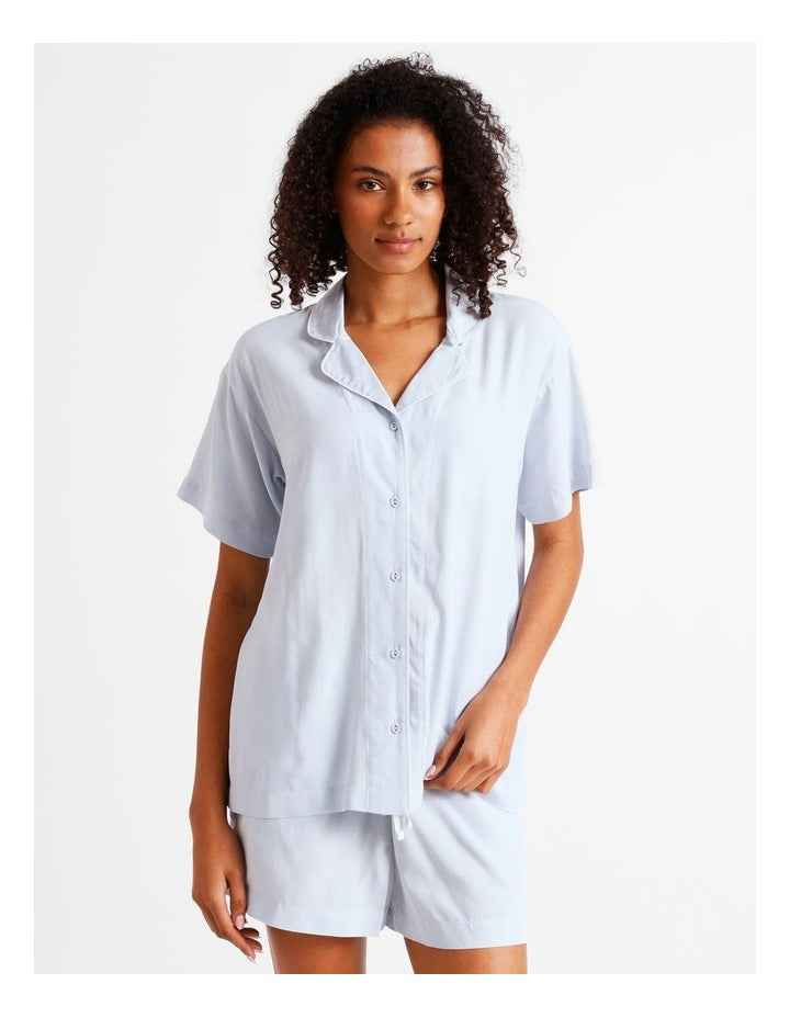 Serene Dobby Relaxed Short Sleeve PJ Set in Soft Blue