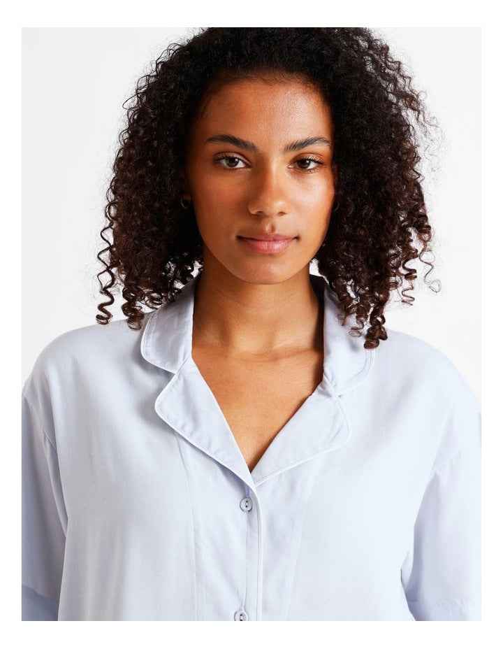Serene Dobby Relaxed Short Sleeve PJ Set in Soft Blue
